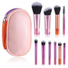 10 Pcs Travel Makeup Brush Set Travel Size Mini Makeup Brushes With Pack Make Up Brushes Portable Small Eyeshadow Foundation Shadow Contour Blush Concealer Brush Colorful Pink