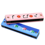 Wooden Painted Harmonica for Kids - 16 Holes Educational Toy