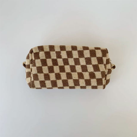 Lattice Cosmetic Bag - Knitted Fabric Makeup Organizer