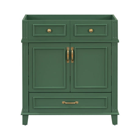 30 Inch Bathroom Vanity Without Top, Solid Wood Frame Bathroom Storage Cabinet With Soft Close Door, Frame Only Bathroom Storage Cabinet, Vintage Style, Green