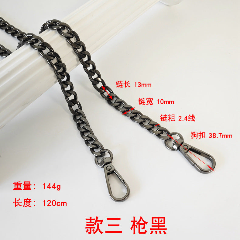 Metal Bag Chain with Woven Shoulder Strap