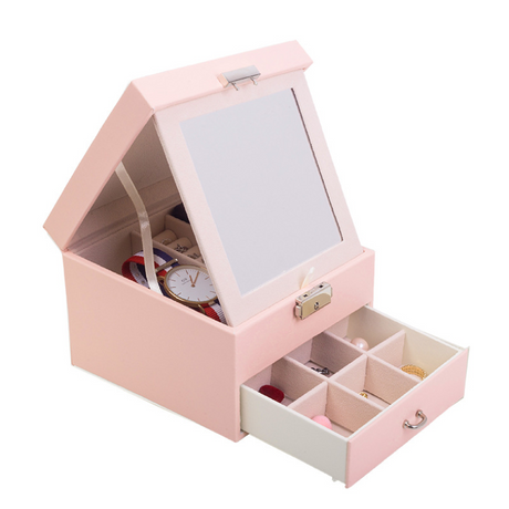 Leather Jewelry Box, Double-Layer Storage Organizer