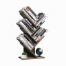 R RUISHENG 5 Tier Small Tree Bookshelf Desk Book Organizer Narrow Bookcases for Books Magazines CDs Free Standing Retro Wooden Storage Shelves for Home Office Bedroom Living Room Oak Grey