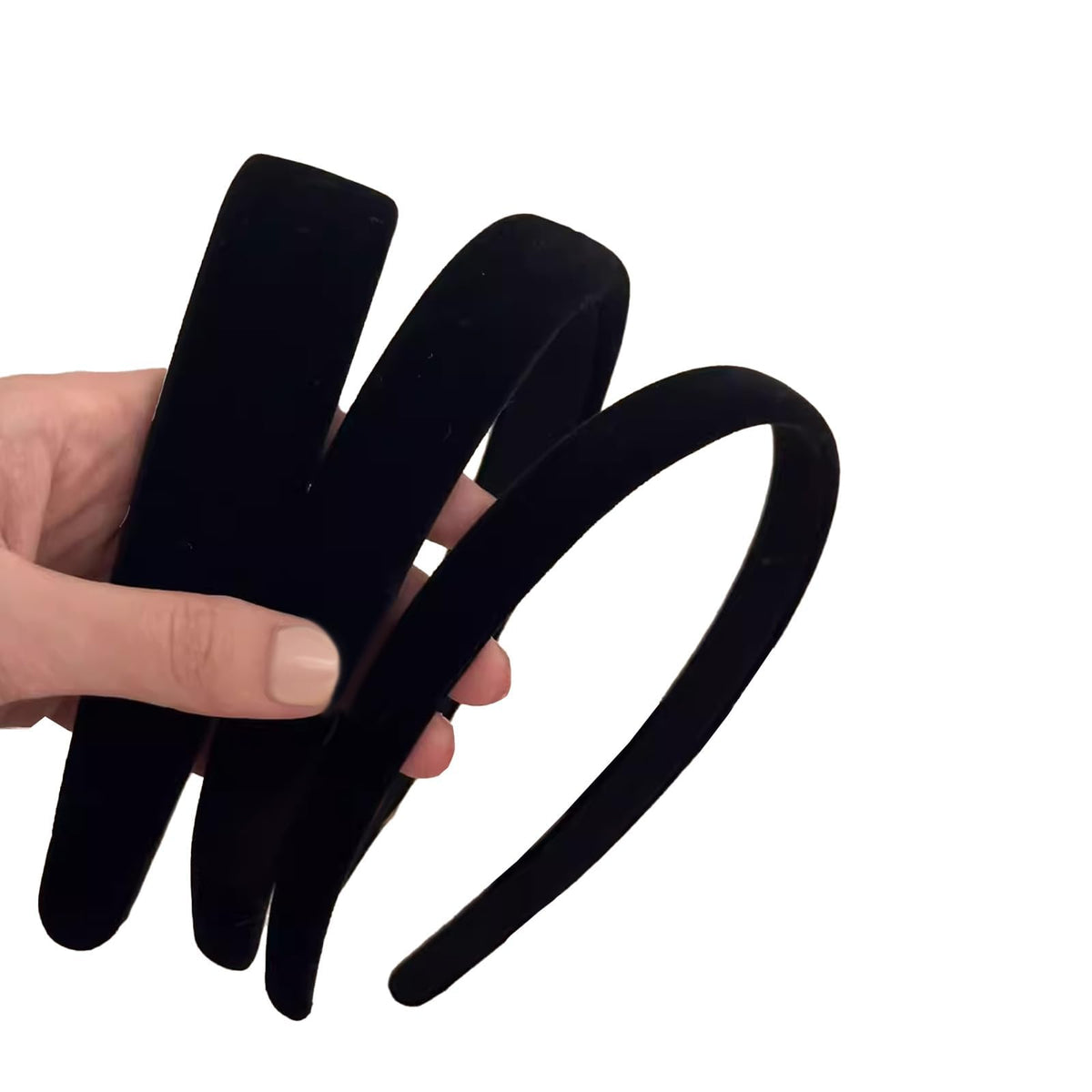 AUDTOPE Black Velvet Padded Headbands for Women Soft Simple Headband for Girls and Teens Plain No Teeth Thick Hoops Hair Accessories