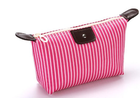 Striped Waterproof Makeup Bag for Travel and Storage