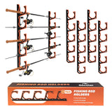 Fishing Rod Holder for Garage H5 Wall or Ceiling Mounted Fishing Pole Holders with Soft Protective Pad Fishing Rod Storage Organizer Horizontal Fishing Rod Wall Mount Nets Storage (4 PACK)