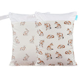 MOMIGO 2 pcs/set Wet Dry Bags for Baby Cloth Diapers - Reusable Washable for Stroller Diapers Travel Bags Gym Bag (Rabit&Fox)