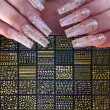 30 Sheet Gold Nail Stickers 3D Self-Adhesive Star Nail Decals Gold Nail Charms Line Nail Art Stickers Letter Lace Flowers Nail Art Design Nail Supplies for Women Nail Decoration
