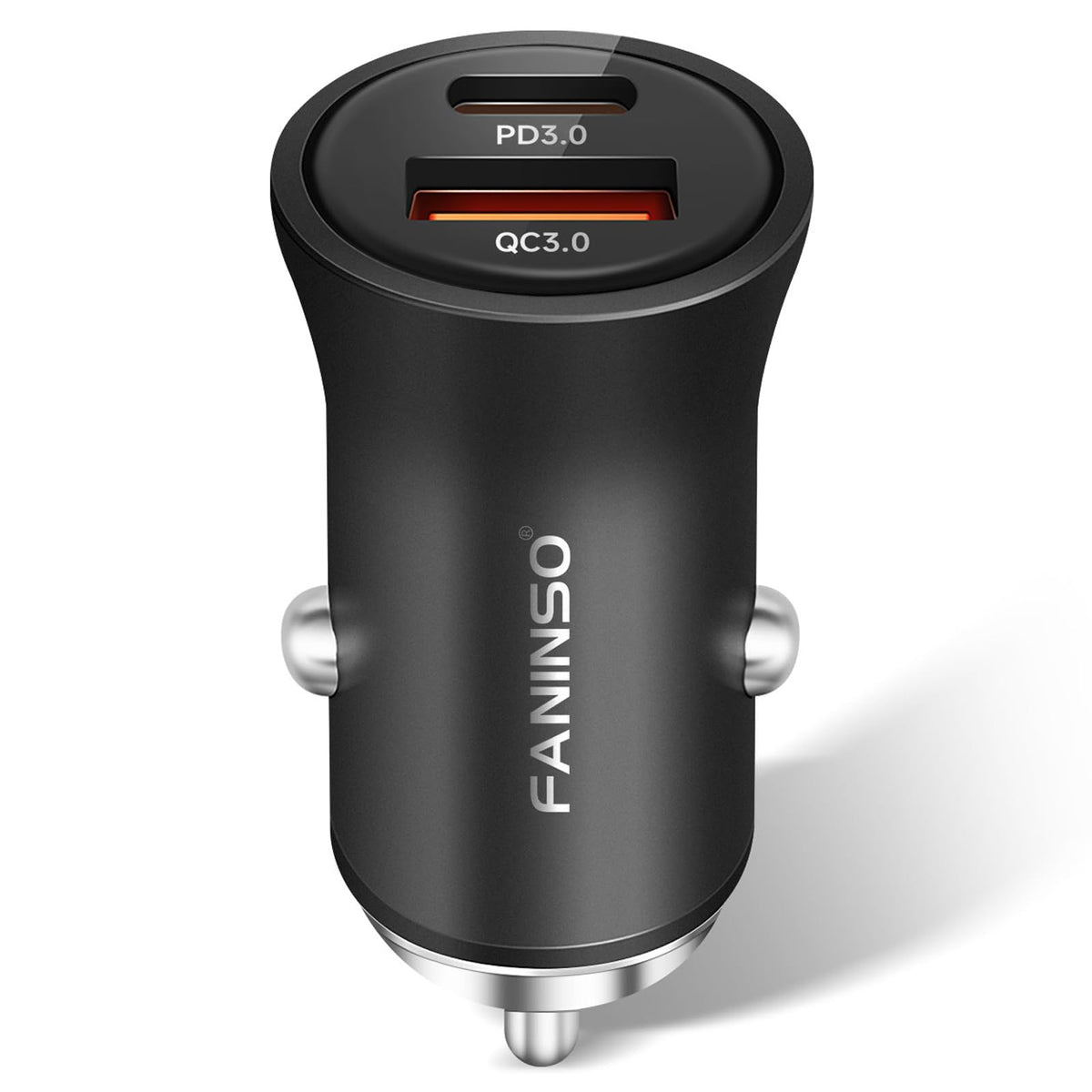 Faninso 60W Car Charger USB C Fast Charge Aluminum Dual Port Cigarette Lighter Adapter Car Phone Charger for iPhone 15/14/13 Pro Max Plus iPad Samsung Galaxy S24/S23/S22 & More