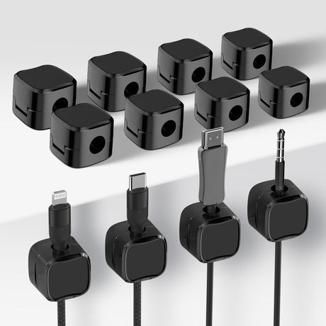 12 Pack Cable Clips Cord Organizer Cord Holder for Nightstand Magnetic Cord Organizer Strong Adhesive Charging Cable Keeper Clip Holder