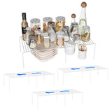 DPZM Expandable Storage Shelf Pantry Organizers and Storage Adjustable Rustproof Metal Wire Spice Rack Space Saver Kitchen Storage Shelves for Pan Pot Countertop Drawer Fridge Set of 4 White