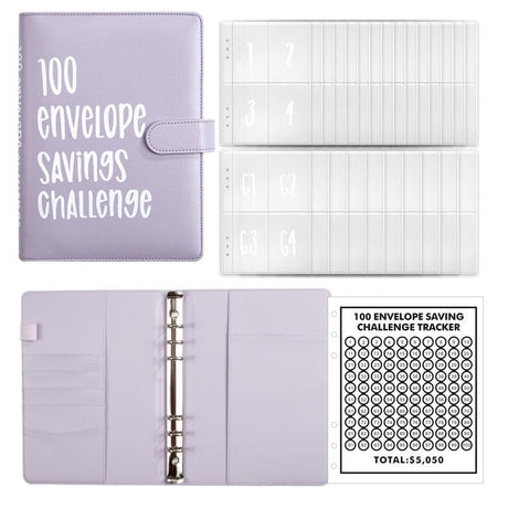 2024 Upgrade 100 Envelopes Saving Challenge Budget Binder, Money Saving Challenge Book, Desk Office Accessories, Saving Challenge Notebook, Waterproof Wallet, Storage Bag,Saving Tips,Desk Office Accessories, Budget Plan, Couple Gift