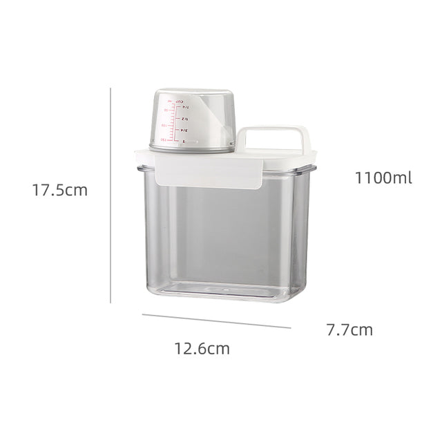 Transparent Laundry Detergent Storage Box with Cup