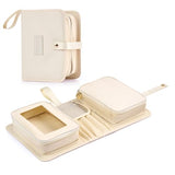 Travel Makeup Bag for Women for Cosmetics Brushes and Toiletries Compact and Portable Makeup Organizer Large Capacity Storage Cosmetic Bag for Business Vacation or Weekend Traveling (Ivory)