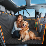 lufebut Hard Bottom Holds 420LBS Dog Car Seat Cover for Back Seat Back Seat Extender for Dogs Back Seat Extender for Car Travel Bed with Mesh Window and Storage Pocket SUV Truck