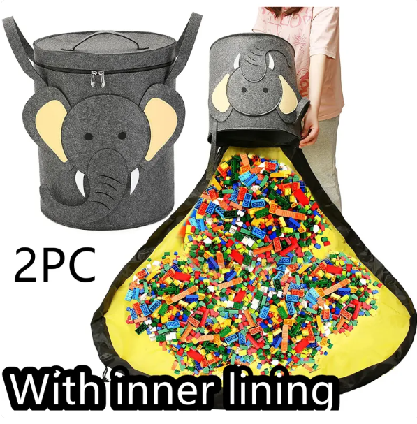 Felt Storage Bag Toy Play Mat 2 In 1 Pull Rope