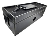 NEET Cable Management Box Large Computer Cord Organizer Hide and Conceal Power Cable Organizer Computers and Desks Black Stitched Leather