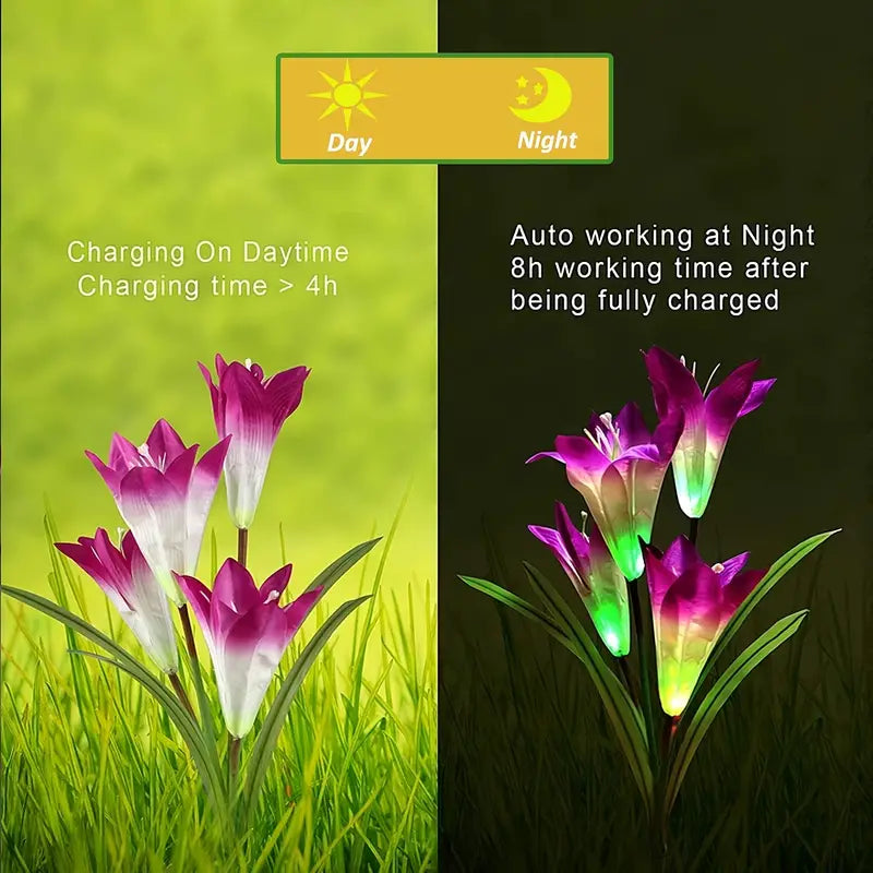 4pcs Solar Flower Lights with 16 Heads for Garden Decor