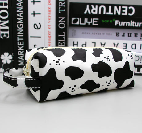 Smiley Face Cow Print Makeup and Pencil Case Organizer