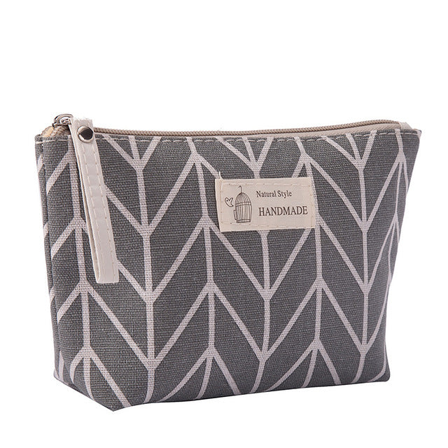 Portable Canvas Cosmetic Bag for Women - Makeup & Toiletries