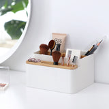 Nordic Minimalist Bamboo and Plastic Desk Organizer