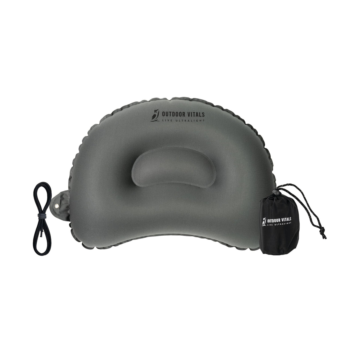 Outdoor Vitals 2 oz Ultralight Backpacking Pillow- Compact Adjustable Soft Nonslip Inflatable Camping Pillow Charcoal Elevated (for Side Sleepers)