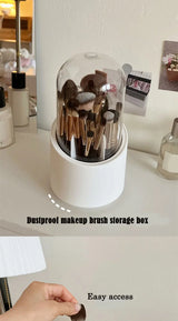 Rotating Makeup Brush Holder with Dust-Proof Cover