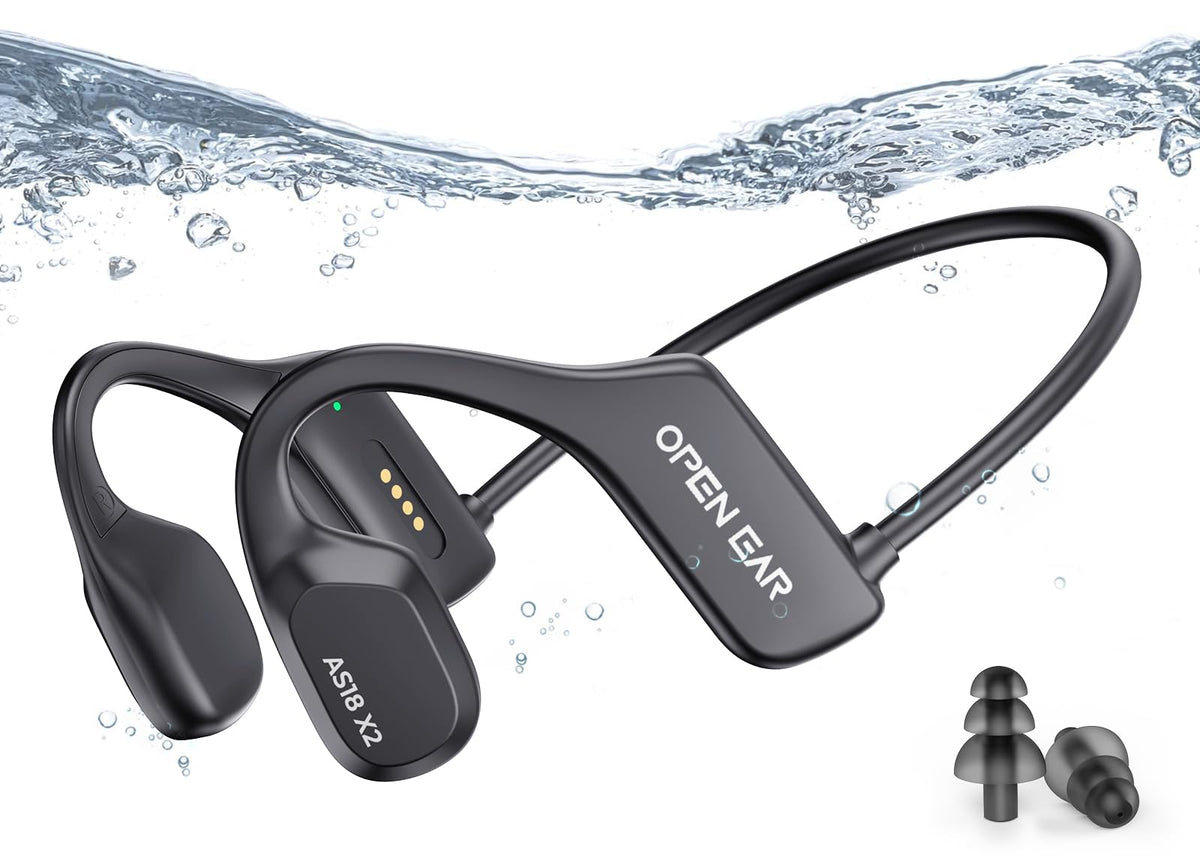 AHEYE Bone Conduction Headphones Open Ear Headphones Bluetooth 5.3 IP68 Waterproof Headphones Built-in 16G Storage 8H Playtime Wireless Earphones Lightweight and Comfortable for RunningCycling