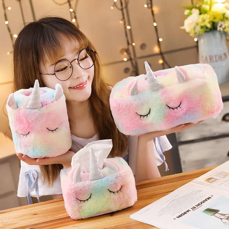 Unicorn Tissue Box Cover - Pink Plush Home Decor