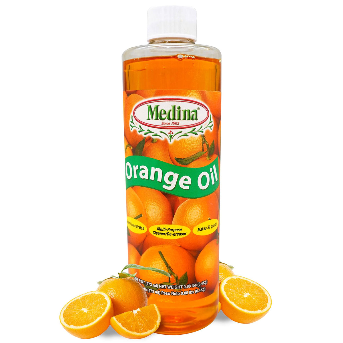 Medina Orange Oil Cleaner & Degreaser Concentrate - All Purpose Orange Oil Cleaner Cabinet Cleaner Degreaser Wood Degreaser for Kitchen Cabinets Ideal for Mopping Floors & Automotive - 16oz
