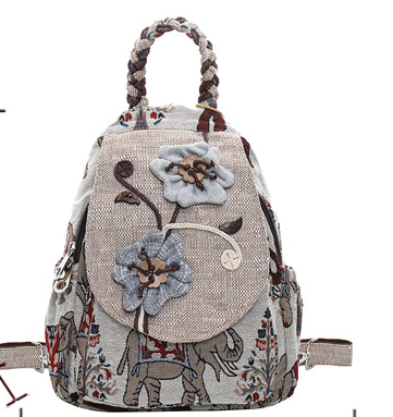 Vintage Style Double Layer Fabric Backpack for Travel