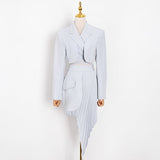 Beveled Pleated Skirt Suit