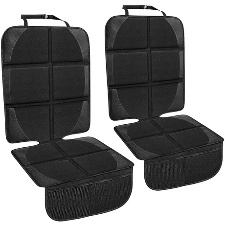 RUNETI Car Seat Protector for Child and Baby Seats - 2 Pack Premium Fabic Waterproof & Non-Slip Backing Thick Padding with Mesh Storage Pockets for Baby & Pet Universal Fit for Cars SUVs Trucks