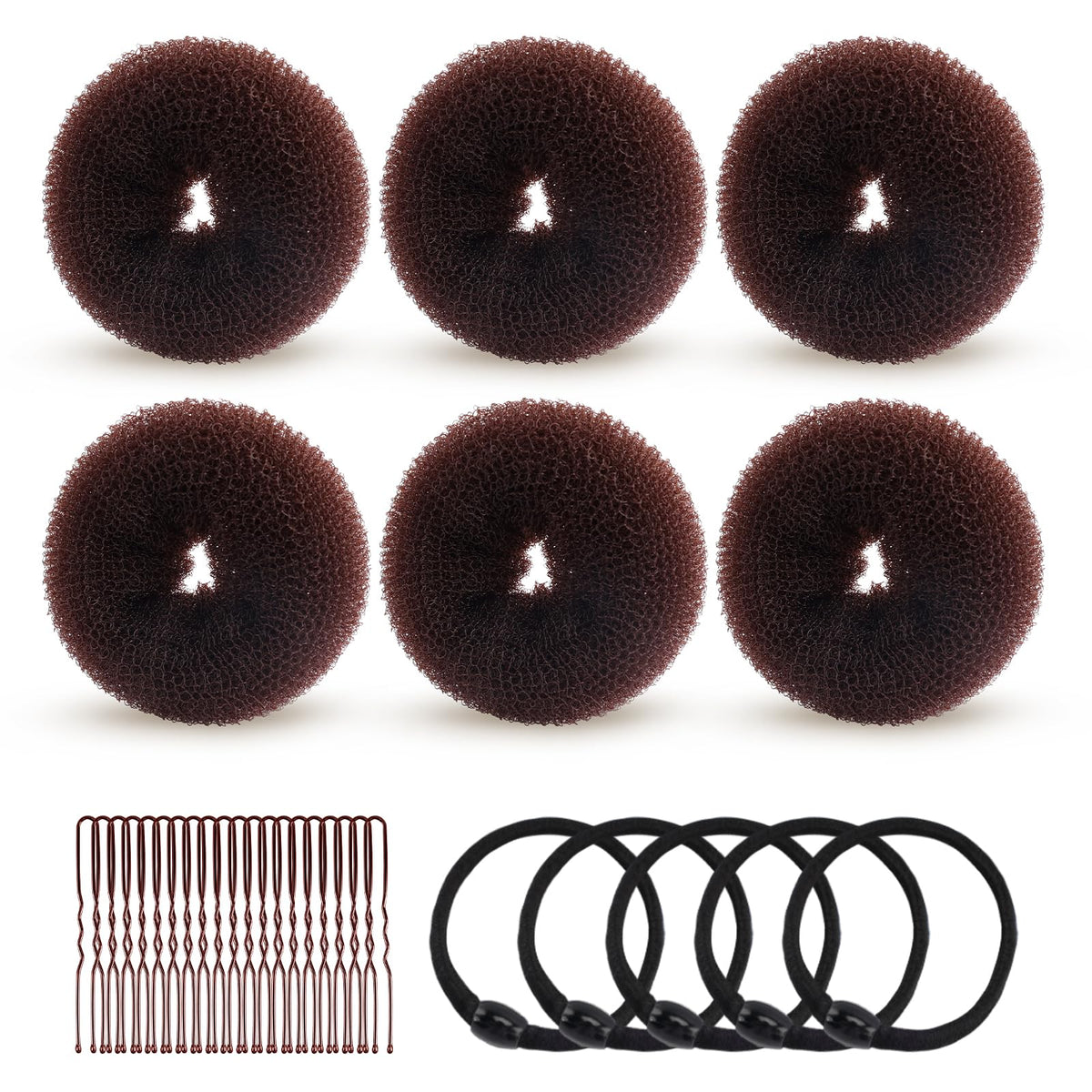 HOFASON Hair Accessories for Women Girls Kids Bun Makers for Kids 31Pcs Hair Bun Maker Donut Hair Ties Hair Elastics Hair Pins Kit Ballet Bridal Accessories Gifts for Women Girls (MediumBrown)