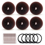 HOFASON Hair Accessories for Women Girls Kids Bun Makers for Kids 31Pcs Hair Bun Maker Donut Hair Ties Hair Elastics Hair Pins Kit Ballet Bridal Accessories Gifts for Women Girls (MediumBrown)