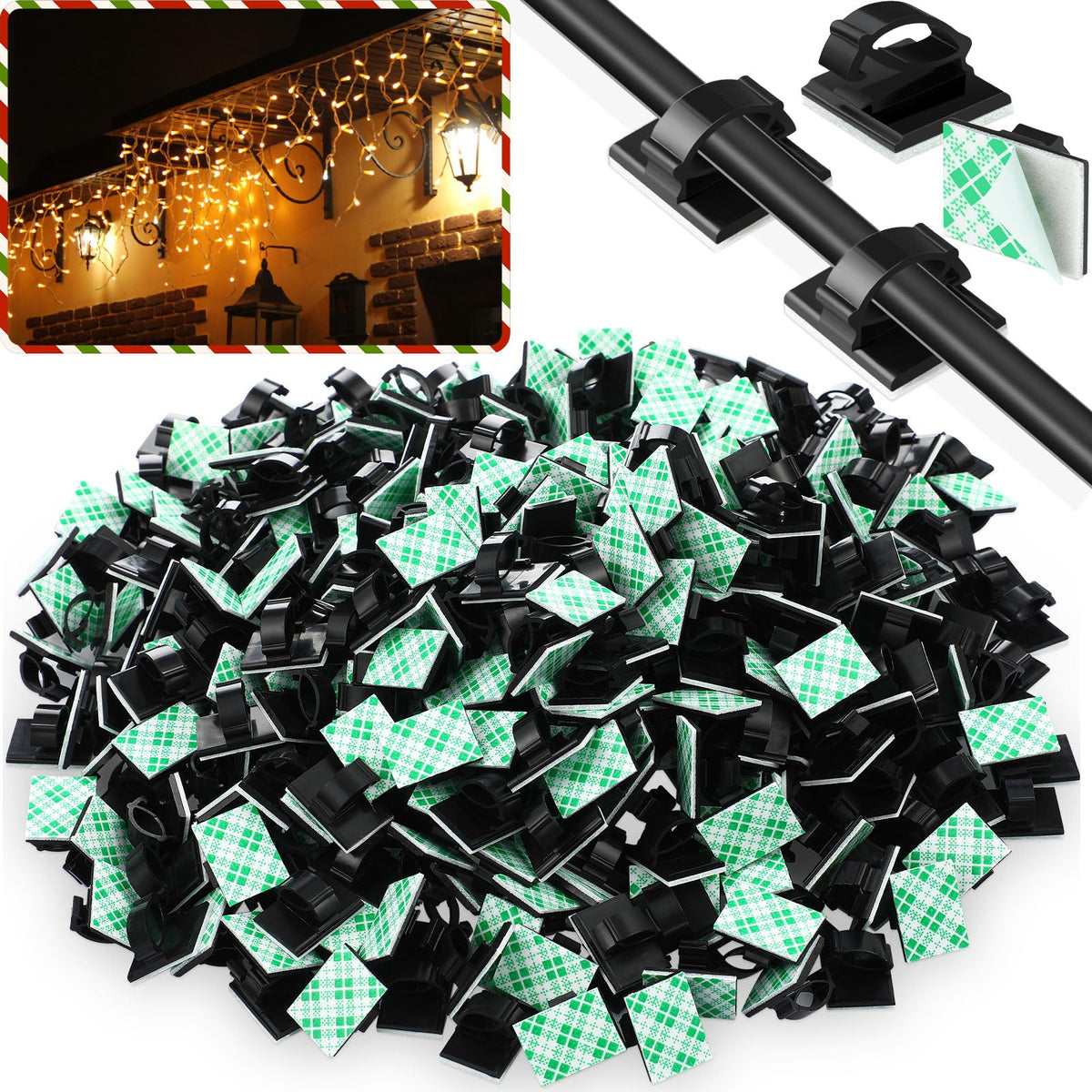 EBOOT 200 Pieces Adhesive Cable Clips Wire Clips Cable Wire Management Wire Cable Holder Clamps Cable Tie Holder for Car Office and Home