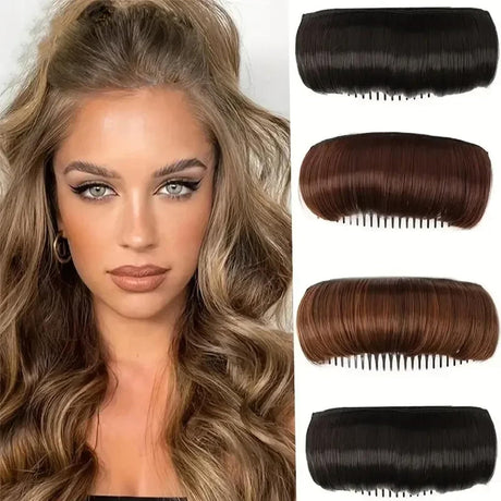 Generic 4 PCS Hair Bun Invisible Fluffy Hair Pad Fiber Synthetic Insert Comb Increase Hair Accessories for Women Girls Styling Tool