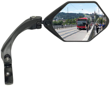 Hafny NEW Handlebar E-Bike Mirror Large Surface Mirror HD Automotive Grade Glass Bicycle Mirror Safe Blast-Resistance Cycling Mirror (HF-M904-FR01B) (Anti-glare Blue Glass Right)