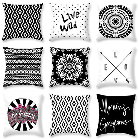 Nordic Style Black and White Velvet Pillow Covers