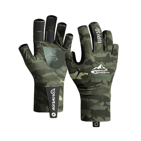 JJZS UV Protection Gloves for Men Women Cool Breathable Fishing Gloves 3/4 Fingerless UPF 50+ Sun Gloves Suitable for Fishing Hiking Running Camping Cycling Driving Summer Outdoor Work
