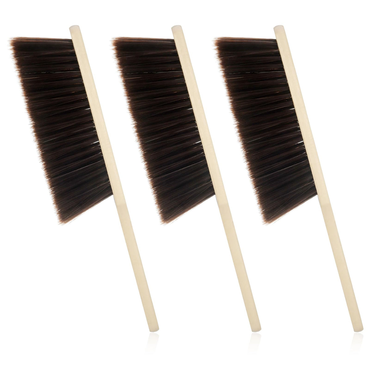 3 Pieces Wooden Bench Brushes Fireplace Brush Horse Hair Bench Brush Soft Bristle Cleaning Dust Brush for Counter Bed Sofa Car Hand Broom Brush