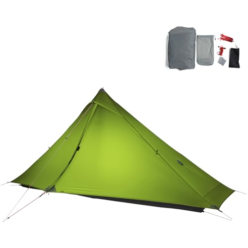 Telomat 3FULGEAR Lanshan1 Pro Outdoor Ultralight Camping Tent for 1 Person 3/4 Season Professional 20D Nylon Double Sided Silicone Tent Camping Trekking Kayaking Climbing Hiking (Green 4 Season)