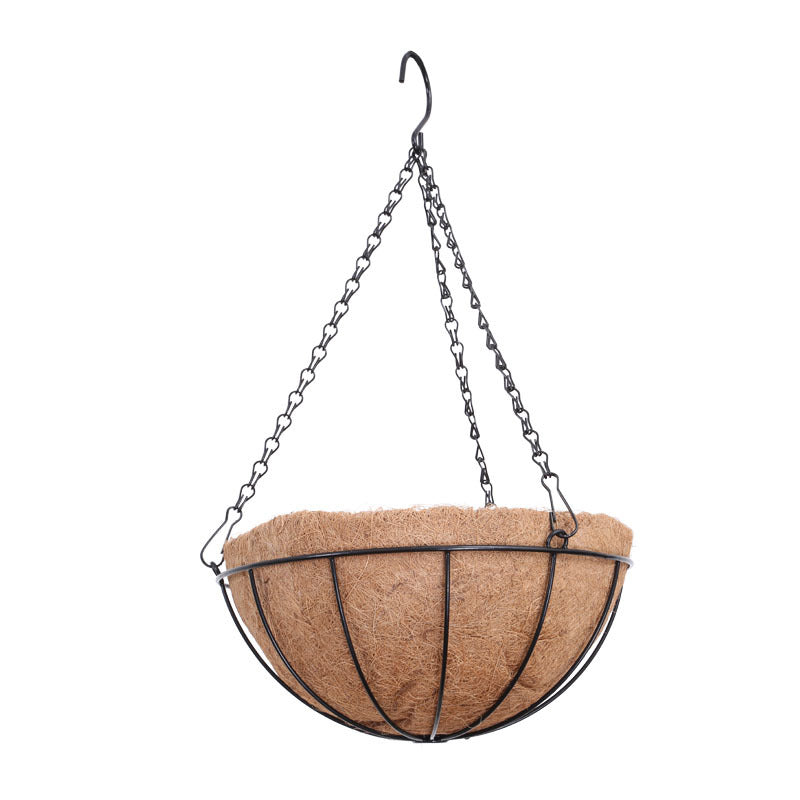 Round Iron Coconut Fiber Hanging Planter Basket