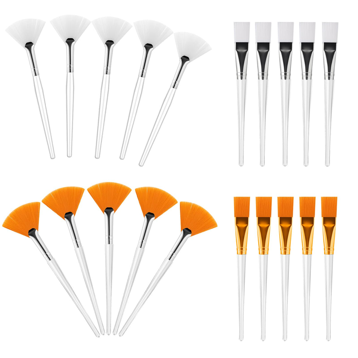 20 Pcs Fan Brushes Facial Acid Applicator Fan Brush Applicator Set Flat Head Facial Brush Soft Makeup Mask Applicator Esthetician Mask Brush Cosmetic Tools for Mask Cream Mud Cream