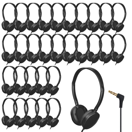 ZHENWAY Kids Headphones Bulk 16 Pack for Classroom School Durable Wholesale Wired Headphones for Kids Student Boys Girls Adults (002 Black Headphones)