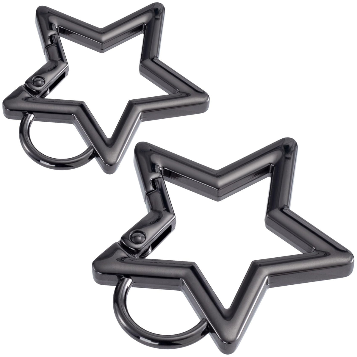 HINZIC 2 PCS Black Star Carabiner 2 Sizes Zinc Alloy Star Shaped Keychain Clips Heavy Duty Cool Carabiner Clip Accessories for Camping Hiking Fishing