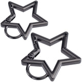 HINZIC 2 PCS Black Star Carabiner 2 Sizes Zinc Alloy Star Shaped Keychain Clips Heavy Duty Cool Carabiner Clip Accessories for Camping Hiking Fishing