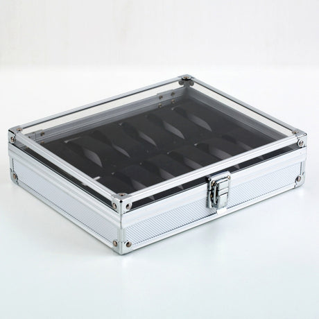 12-Position Aluminum Watch Box with Lock for Display
