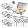 Keyoxy Chafing Dishes for Buffet 8 Qt High Grade Chafing Dish Buffet Set Full Size Pan Rolled-Edge Design Food Warmers for Parties Buffet Wedding Birthday Camping 4 Pack (Silver)