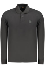 BOSS MEN'S LONG-SLEEVED POLO SHIRT BLACK